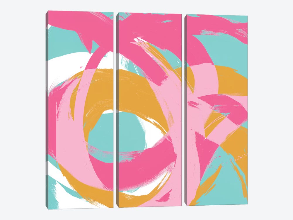 Pink Circular Strokes I by Megan Morris 3-piece Canvas Art