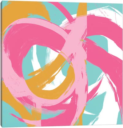 Pink Circular Strokes II Canvas Art Print - Megan Morris