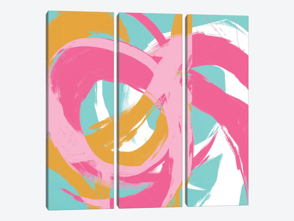 Pink Circular Strokes II by Megan Morris 3-piece Canvas Art Print