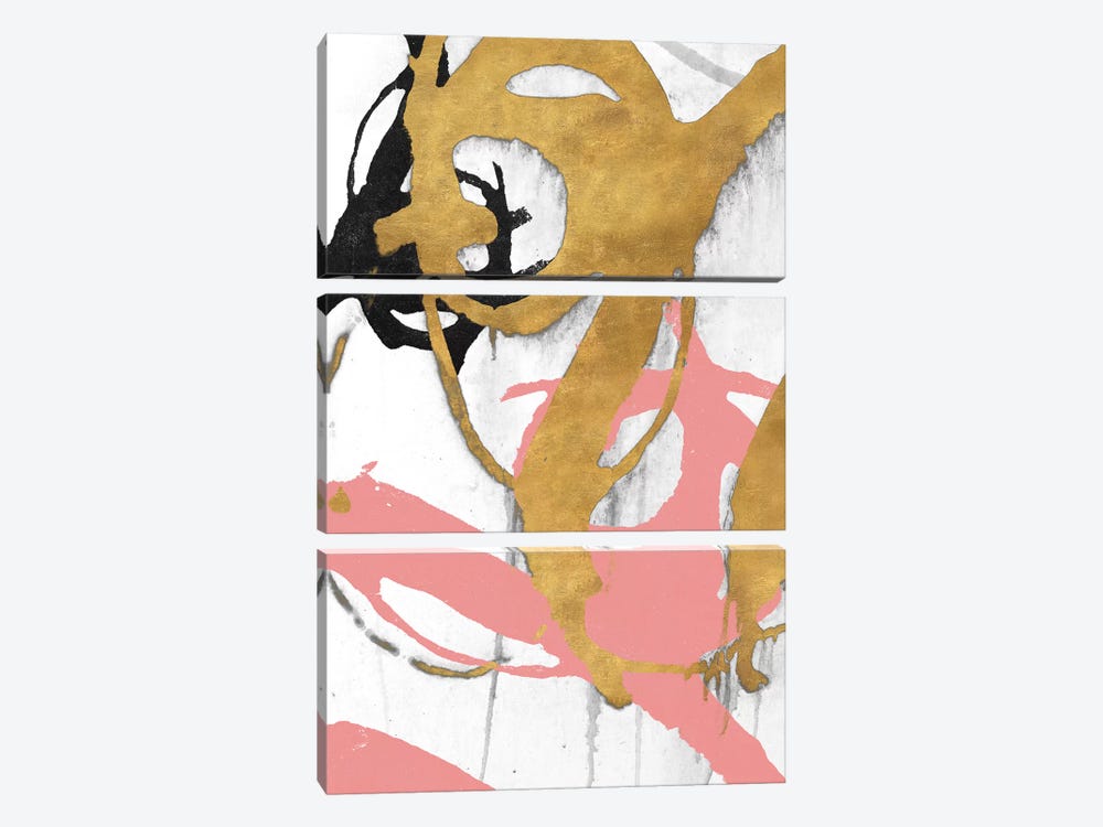 Rose Gold Strokes I by Megan Morris 3-piece Canvas Wall Art