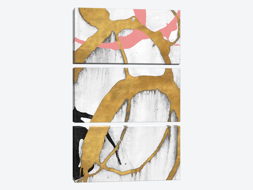 Rose Gold Strokes II by Megan Morris 3-piece Canvas Art Print