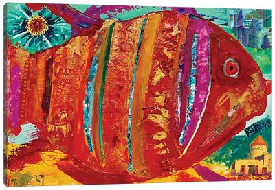 The Sun Fish Canvas Art Print - Red Art