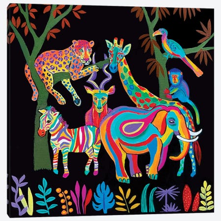 Rainbow Savanna Canvas Print #MMX108} by Magali Modoux Art Print