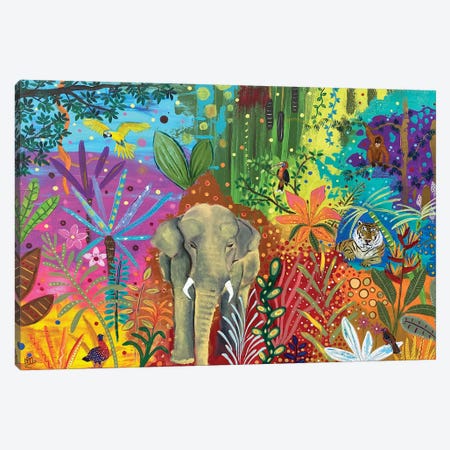 The Elephant Walk Canvas Print #MMX10} by Magali Modoux Canvas Artwork