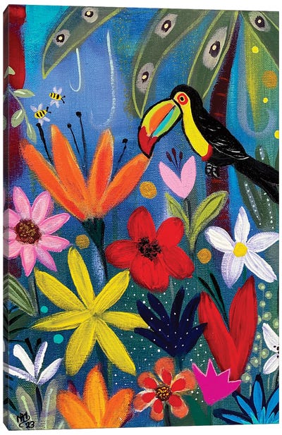Toucan By Night Canvas Art Print - Toucan Art