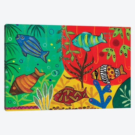 Under The Sea In A Yellow Submarine Canvas Print #MMX111} by Magali Modoux Canvas Wall Art