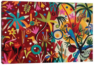 Magical Rainbow Forest Canvas Art Print - Sloth Art