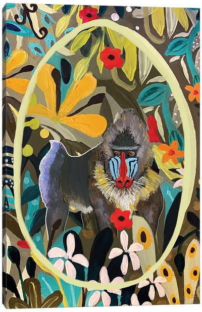 Blue Baboon Canvas Art Print - Magali Modoux
