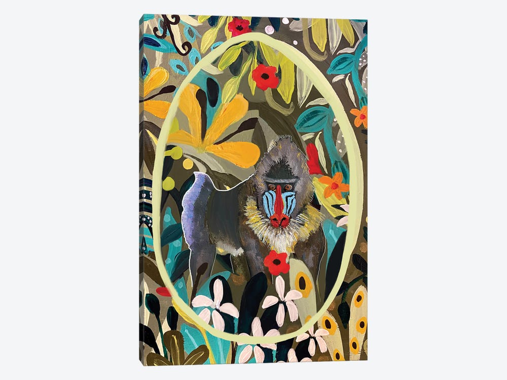 Blue Baboon by Magali Modoux 1-piece Canvas Art Print