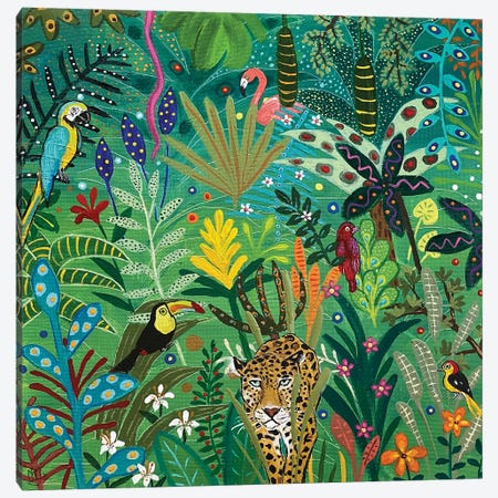 Here Comes The Jaguar Canvas Print #MMX12} by Magali Modoux Canvas Artwork