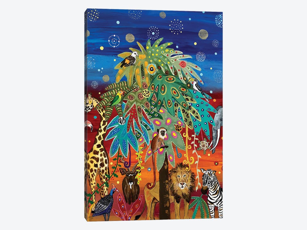Party Time In The Savanna by Magali Modoux 1-piece Canvas Wall Art