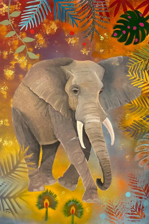 Elephant At Twilight by Magali Modoux wall art