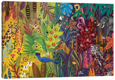 African Rainbow Forest Canvas Art Print - Jaguar Art