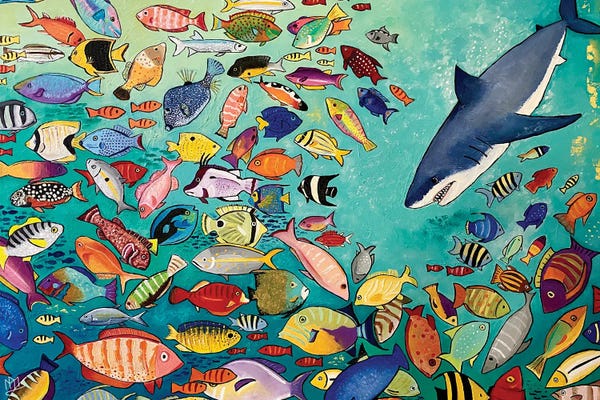 Magali Modoux: Shark And Fishes by Magali Modoux