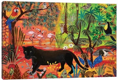 Black Panther Sunset Canvas Art Print - Panther Art