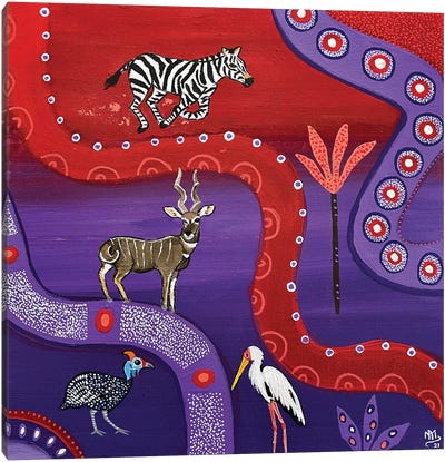 Zebra In A Hurry Canvas Art Print - Magali Modoux