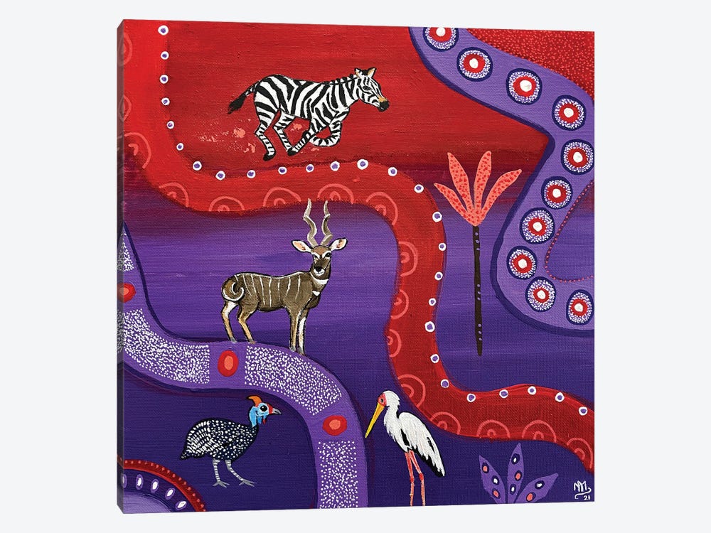 Zebra In A Hurry by Magali Modoux 1-piece Canvas Art Print