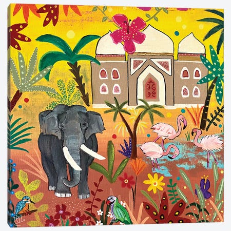 Elephant In The Maharaja's Garden Canvas Print #MMX29} by Magali Modoux Art Print