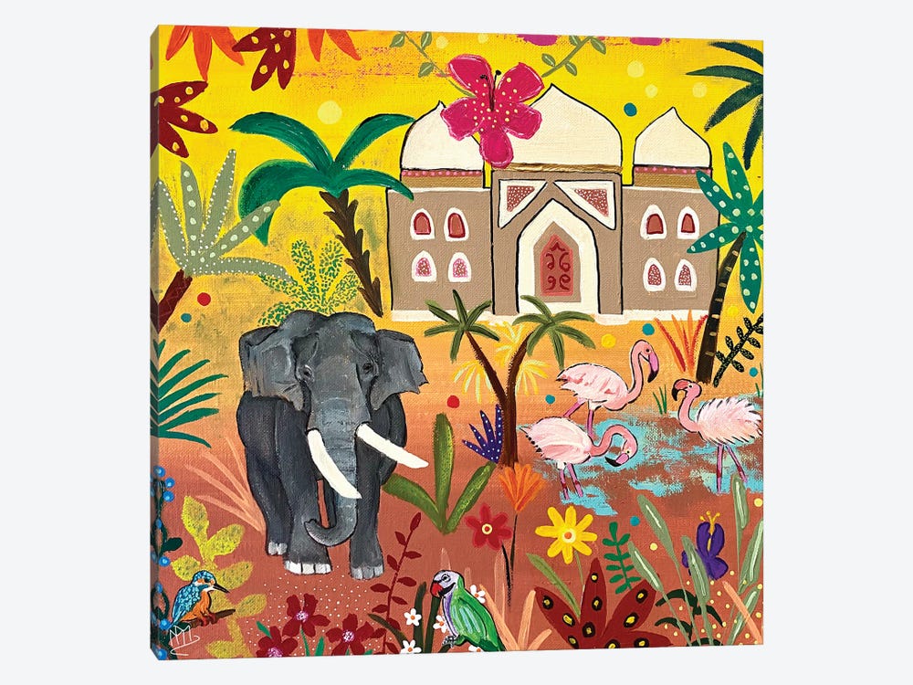 Elephant In The Maharaja's Garden by Magali Modoux 1-piece Canvas Art Print