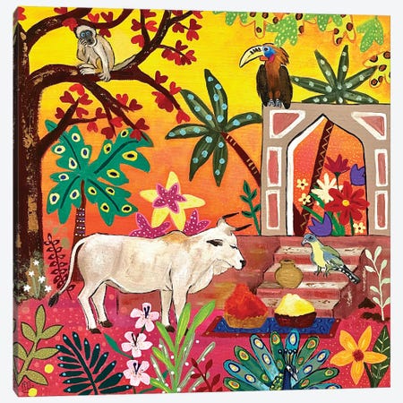 Sacred Cow In The Maharaja'S Garden Canvas Print #MMX31} by Magali Modoux Canvas Art