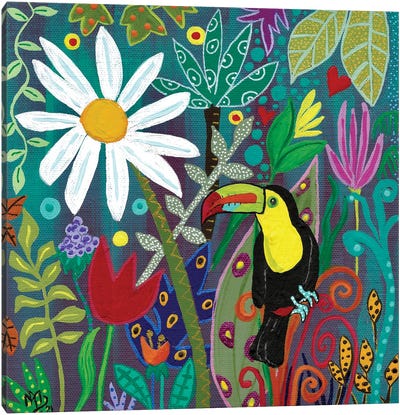 Happy Toucan Canvas Art Print - Toucan Art
