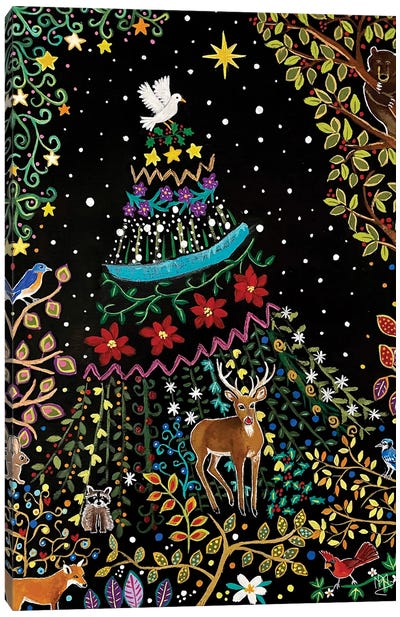 Christmas In The Forest Canvas Art Print - Reindeer Art