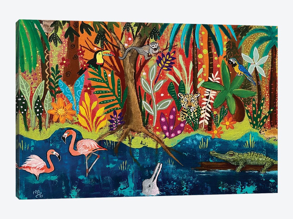 On A Boat Down The Amazon River by Magali Modoux 1-piece Art Print