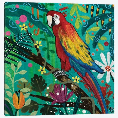 Scarlet Macaw Canvas Print #MMX46} by Magali Modoux Canvas Wall Art