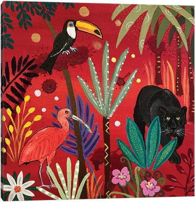 Amazonia By Night Canvas Art Print - Panther Art