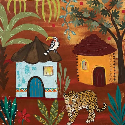 Leopard In The Village by Magali Modoux art print