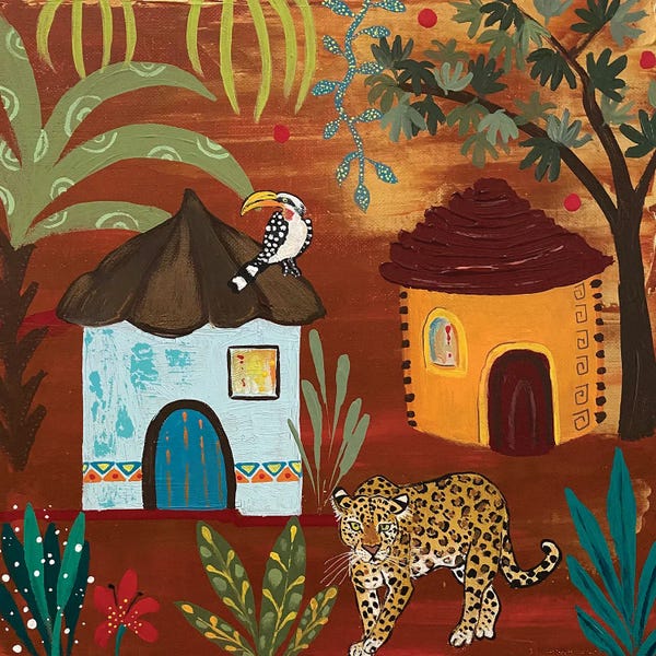 Magali Modoux: Leopard In The Village by Magali Modoux