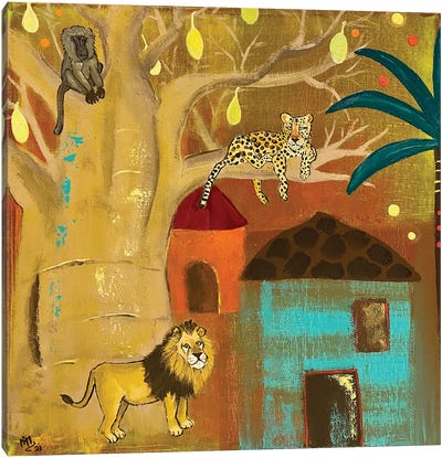 Under The Baobab Canvas Art Print - Jaguar Art