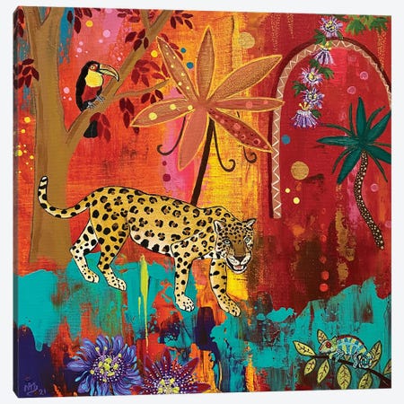 Passion Jaguar Canvas Print #MMX57} by Magali Modoux Canvas Print