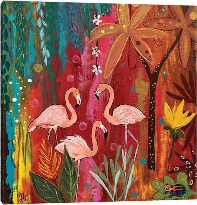 Passion Flamingos Canvas Art Print - Jungles