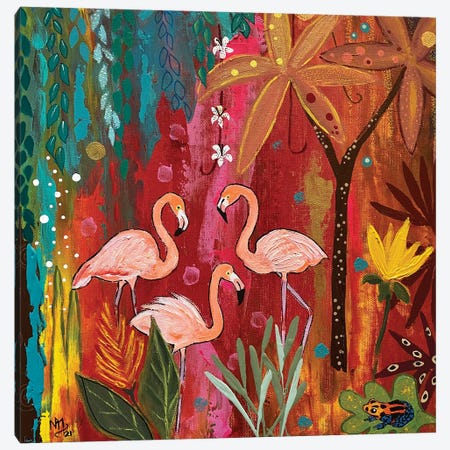 Passion Flamingos Canvas Print #MMX58} by Magali Modoux Canvas Wall Art