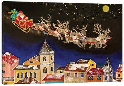 The Night Before Christmas Canvas Art Print - Reindeer Art