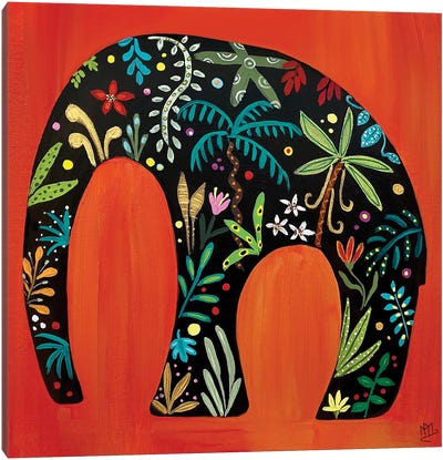Red Jungle Elephant Canvas Art Print - Magali Modoux