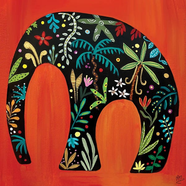 Magali Modoux: Red Jungle Elephant by Magali Modoux