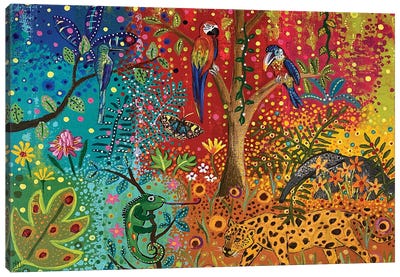A Walk In The Rainforest Canvas Art Print - Jaguar Art