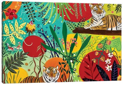 Water Tigers Canvas Art Print - Jungles