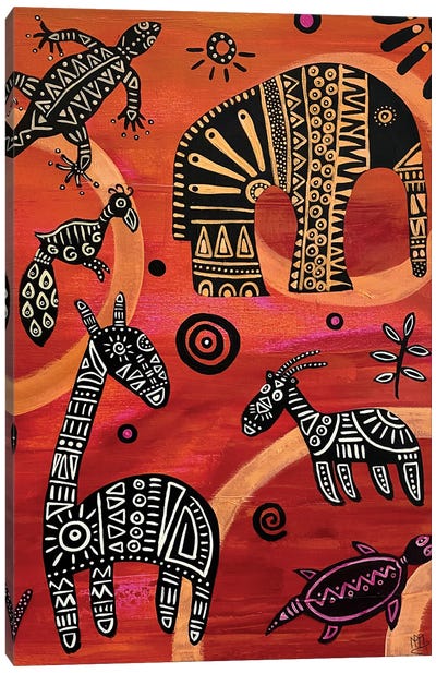 Ethnic Animals Canvas Art Print - Giraffe Art