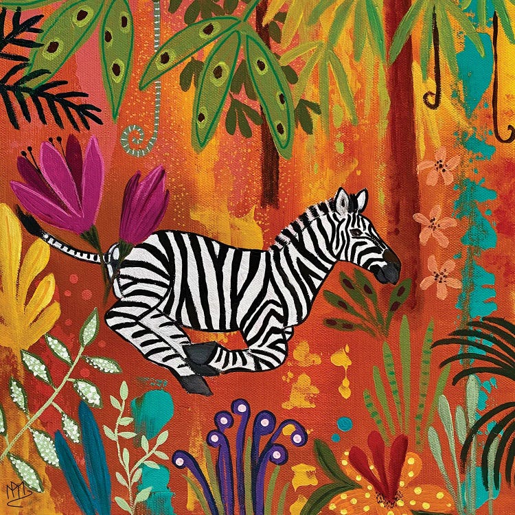 Zebra In The Rainbow Forest