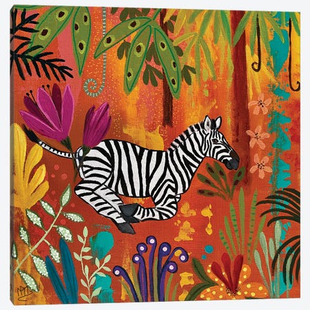Zebra In The Rainbow Forest Canvas Print #MMX77} by Magali Modoux Art Print