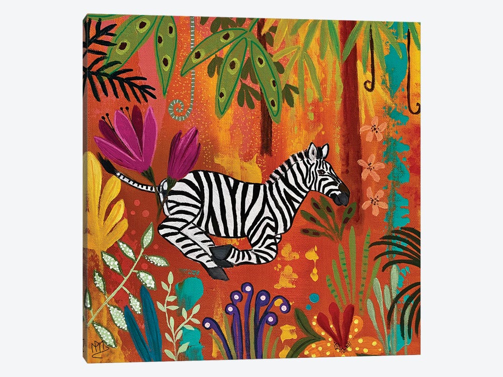 Zebra In The Rainbow Forest by Magali Modoux 1-piece Canvas Artwork