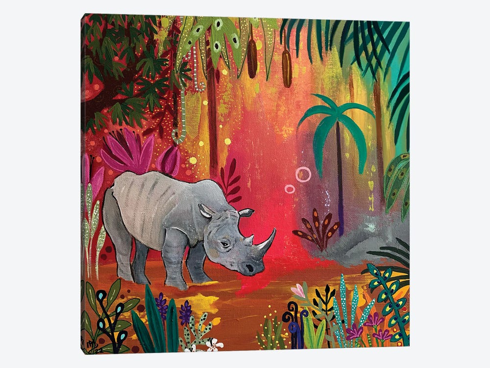Rhino Oasis by Magali Modoux 1-piece Canvas Artwork