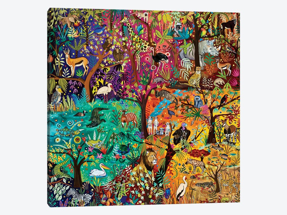 Rainbow Safari by Magali Modoux 1-piece Canvas Wall Art