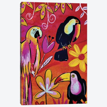 Tropical Birds Rhapsody Canvas Print #MMX87} by Magali Modoux Canvas Wall Art