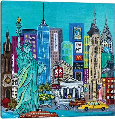 We Love Ny Canvas Art Print - Statue of Liberty Art