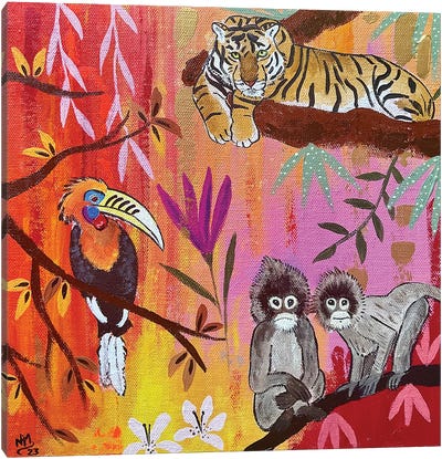 Asian Rainforest Canvas Art Print - Monkey Art