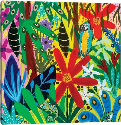 The Sounds Of The Rainforest Canvas Art Print - Parrot Art